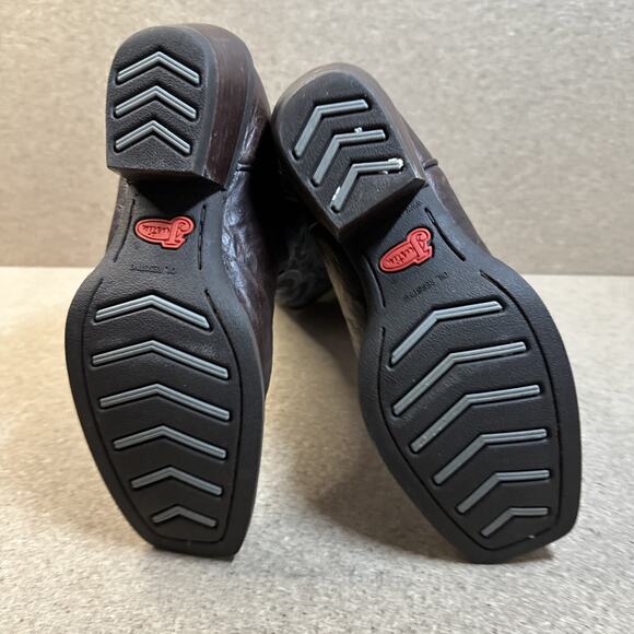 Justin Boots Sevana Turquoise Brown Cowboy Women 7B Pull On Leather Square Toe - Picture 6 of 13